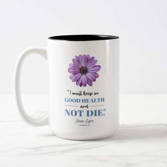 Jane Eyre - Behalten in Good Health - Lila Daisy Zweifarbige Tasse (Links)
