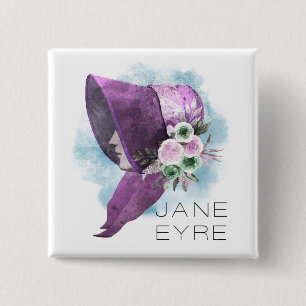 Jane Eyre Bonnet Blume Lila und blau Button