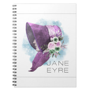 Jane Eyre Bonnet Blume Lila und blau Notizblock