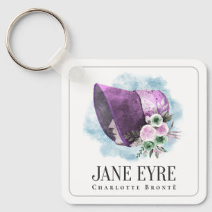 Jane Eyre Bonnet Lila Bonnet und Blume Schlüsselanhänger