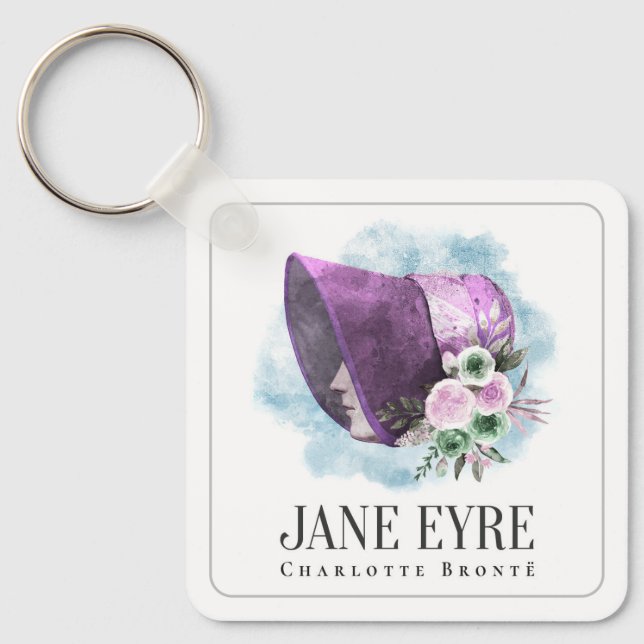 Jane Eyre Bonnet Lila Bonnet und Blume Schlüsselanhänger (Vorderseite)
