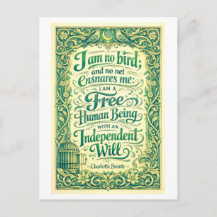 Jane Eyre Bronte Zitat: Ich bin kein Vogel Postkarte