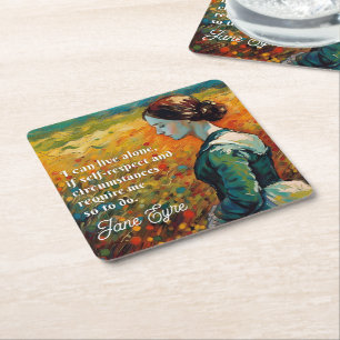 Jane Eyre Quote Monet Style Malerei Rechteckiger Pappuntersetzer
