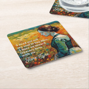 Jane Eyre Quote Monet Style Malerei Rechteckiger Pappuntersetzer