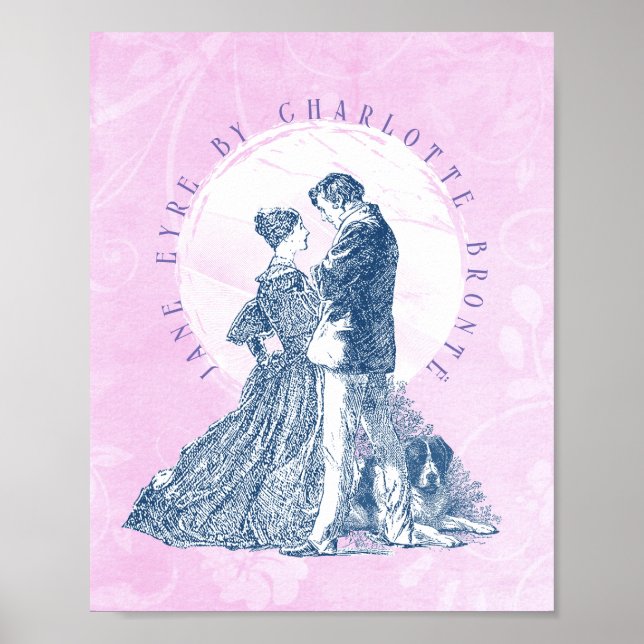 Jane Eyre und Edward Rochester mit Pilotenrosa Poster (Vorne)