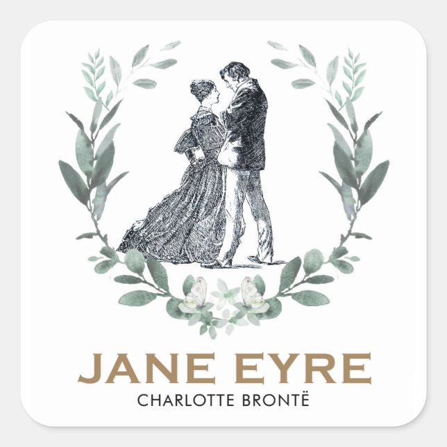 Jane Eyre und Edward Rochester mit Wreath Quadratischer Aufkleber (Vorderseite)