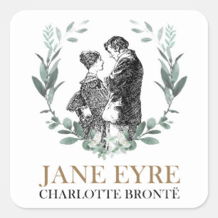 Jane Eyre und Edward Rochester mit Wreath Quadratischer Aufkleber