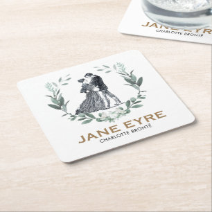 Jane Eyre und Edward Rochester mit Wreath Rechteckiger Pappuntersetzer