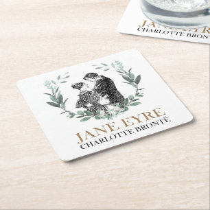 Jane Eyre und Edward Rochester mit Wreath Rechteckiger Pappuntersetzer