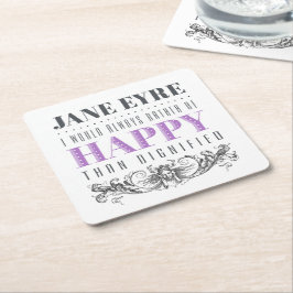 Jane Eyre Zitat - ich würde mich immer freuen Rechteckiger Pappuntersetzer