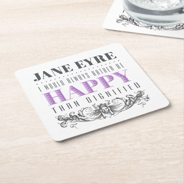 Jane Eyre Zitat - ich würde mich immer freuen Rechteckiger Pappuntersetzer (angewinkelt)