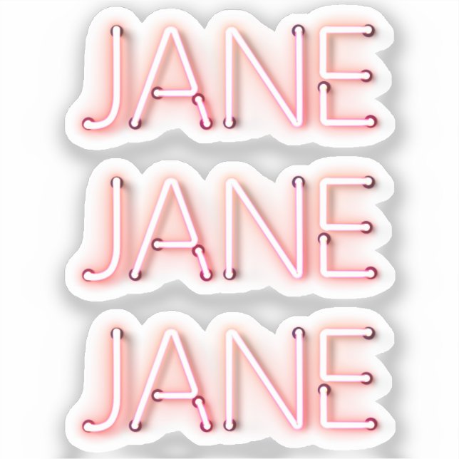 Jane Name in Glows Neon Lights x3 Aufkleber (Vorderseite)