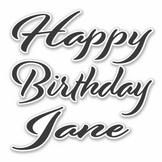 Jane Name Vorname black Sticker Geburtstag (Vorderseite)
