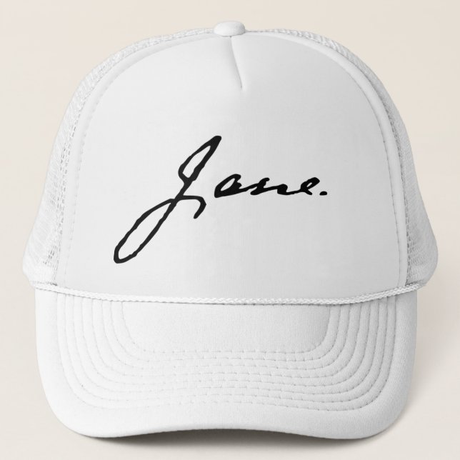 Jane wie Jane Austen, Unterschrift Truckerkappe (Vorderseite)