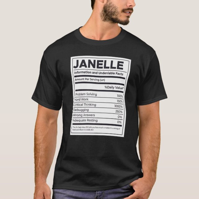 Janelle Nutrition Information Problem lösen T-Shirt (Vorderseite)