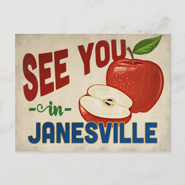 Janesville Wisconsin Apple - Vintage Travel Postkarte (Vorderseite)