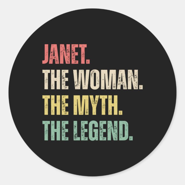 Janet, der Mythos der Legende, der Vorname Janet Runder Aufkleber (Vorderseite)