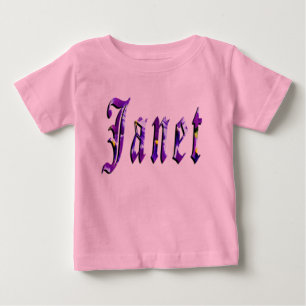 Janet, Name, Logo, Baby Girls Pink T - Shirt