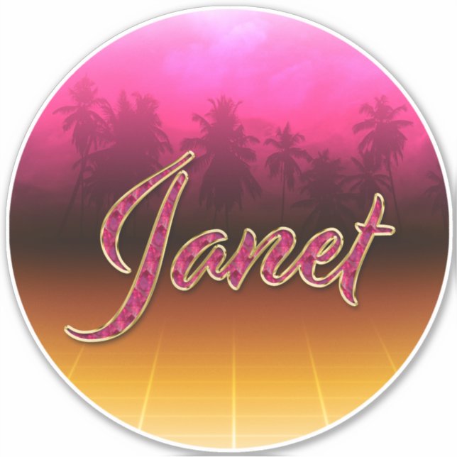 Janet Vorname Name golden pink Aufkleber Sticker (Vorderseite)