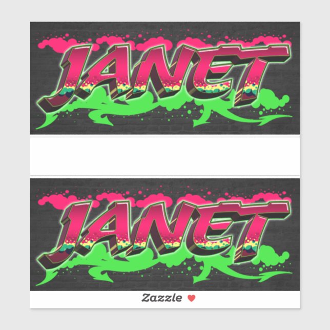 Janet Vorname Name Graffiti Aufkleber Sticker (Blatt)
