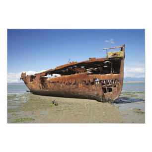 Janie Seddon Shipwreck, Motueka, Nelson Fotodruck