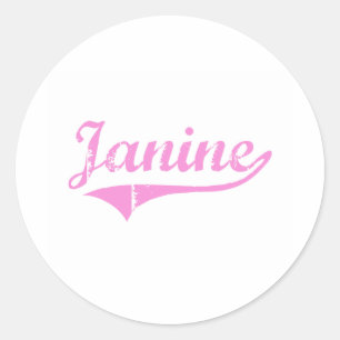 Janine Classic Style Name Runder Aufkleber