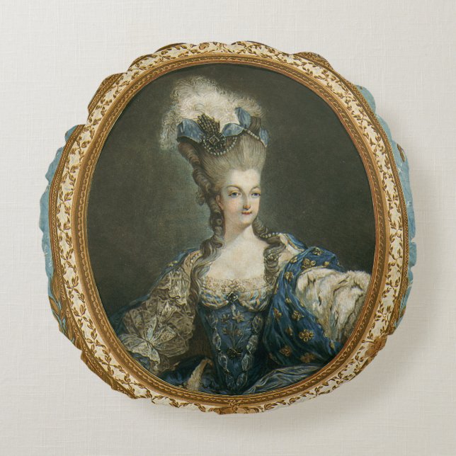 Janinet Portrait von Marie-Antoinette Fine Art Rundes Kissen (Vorderseite)