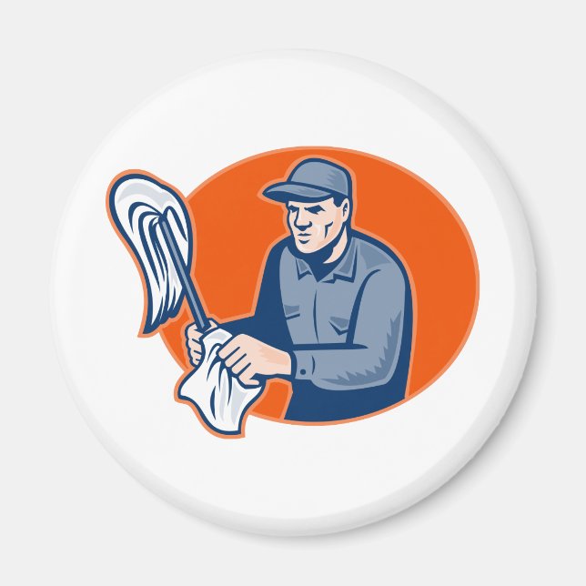 Janitor Cleaner mit dem Retro-Reinigungsprogramm Magnet (Vorne)