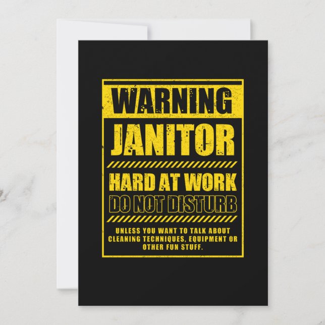 Janitor Hard at Work Reiniger Janitors Reinigungen Einladung (Vorderseite)