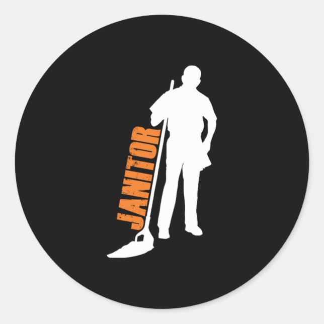 Janitor Mop Cleaners Janitors Gif Runder Aufkleber (Vorderseite)