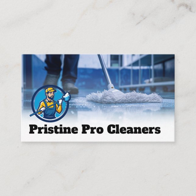 Janitor Mopping | Blue Collar Clearing Jobs Visitenkarte (Vorderseite)