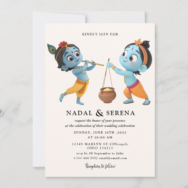 janmashtami Wedding Einladung (Vorderseite)