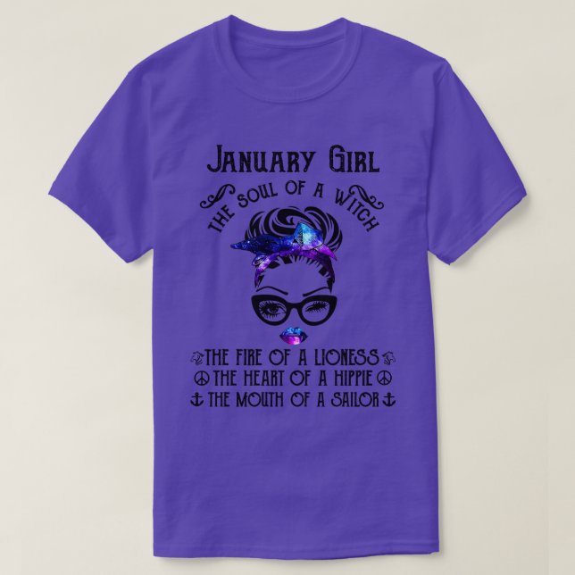 Jänner Mädchen das Soul einer Hexe das Feuer von L T-Shirt (Design vorne)