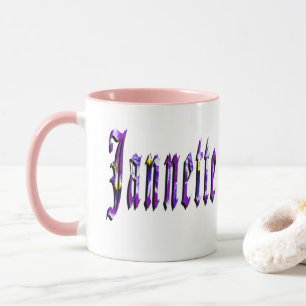 Jannette, Name, Logo, Pink Combo Tasse