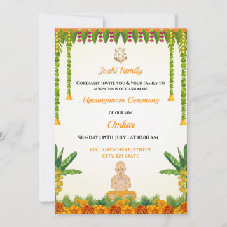 Janoi Cérémonie Invitation carte, Upanayanam Card