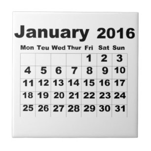 Januar 2016 Kalender Fliese