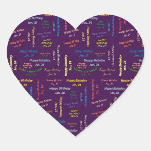 Januar, 24 Geburtstagsaufkleber Herz-Aufkleber