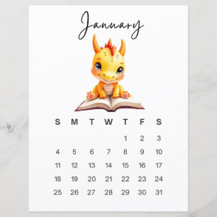 Januar Baby-Drache Kunstprint Whimsical Fantasy