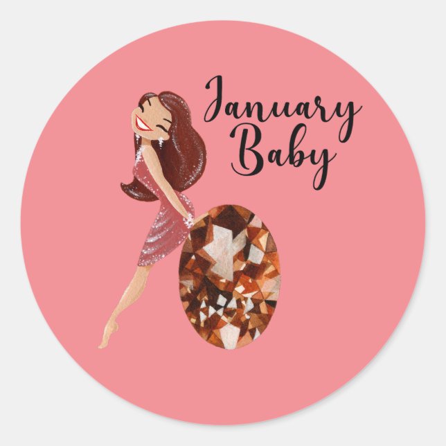Januar Baby Runder Aufkleber (Vorderseite)