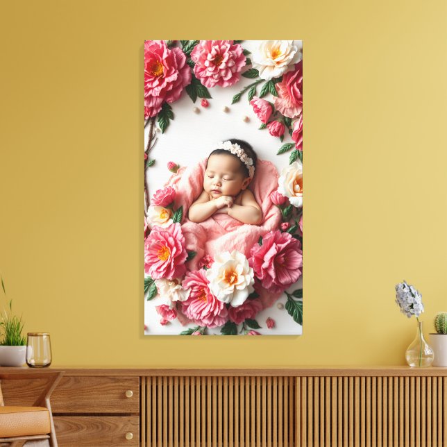 Januar Birth Blume Baby Girl Portrait Leinwanddruck (Insitu (Wohnzimmer))