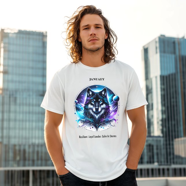 Januar Birth Month Spirit Animal Wolf T-Shirt (Von Creator hochgeladen)