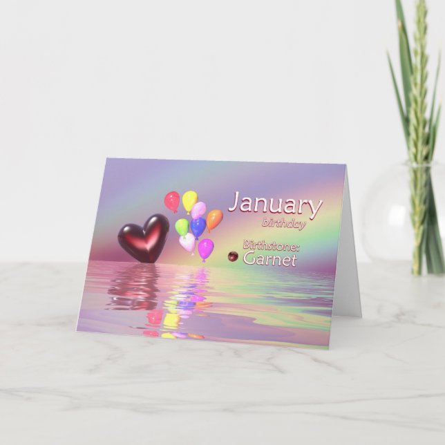 Januar Birthday Garnet Heart Karte (Vorderseite)