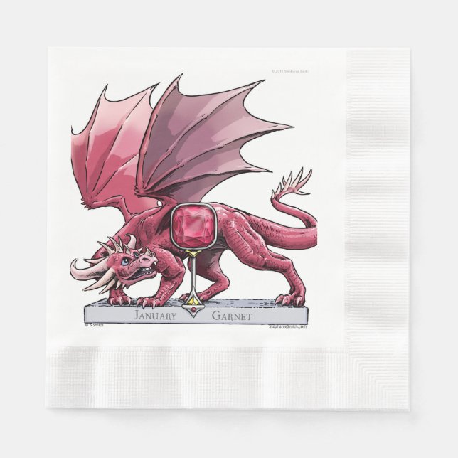 Januar Birthstone Dragon - Garnet Serviette (Vorderseite)