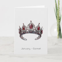 Januar Birthstone Garnet Crown Geburtstagskarte