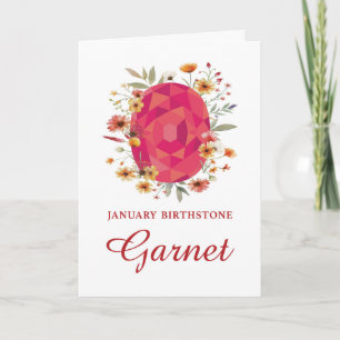 Januar Birthstone Garnet Geburtstags-Wildblumen Karte