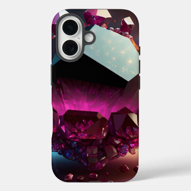 Januar Birthstone Garnet Glow Fantasy Crystal iPhone 16 Hülle (Rückseite)
