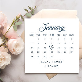 Januar Calendar Dark Blue Wedding Serviette