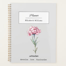 JANUAR CARNATION GEBURTSGEBURTSBLUME PERSONALISIER PLANER