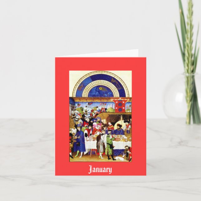 Januar - die Tres Riches Heures du Duc De-Beere Karte (Vorderseite)