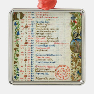 Januar; essende und trinkende Zahlen Ornament Aus Metall